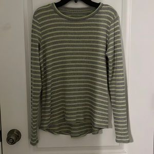 American Eagle women’s green and gray striped soft long-sleeve top